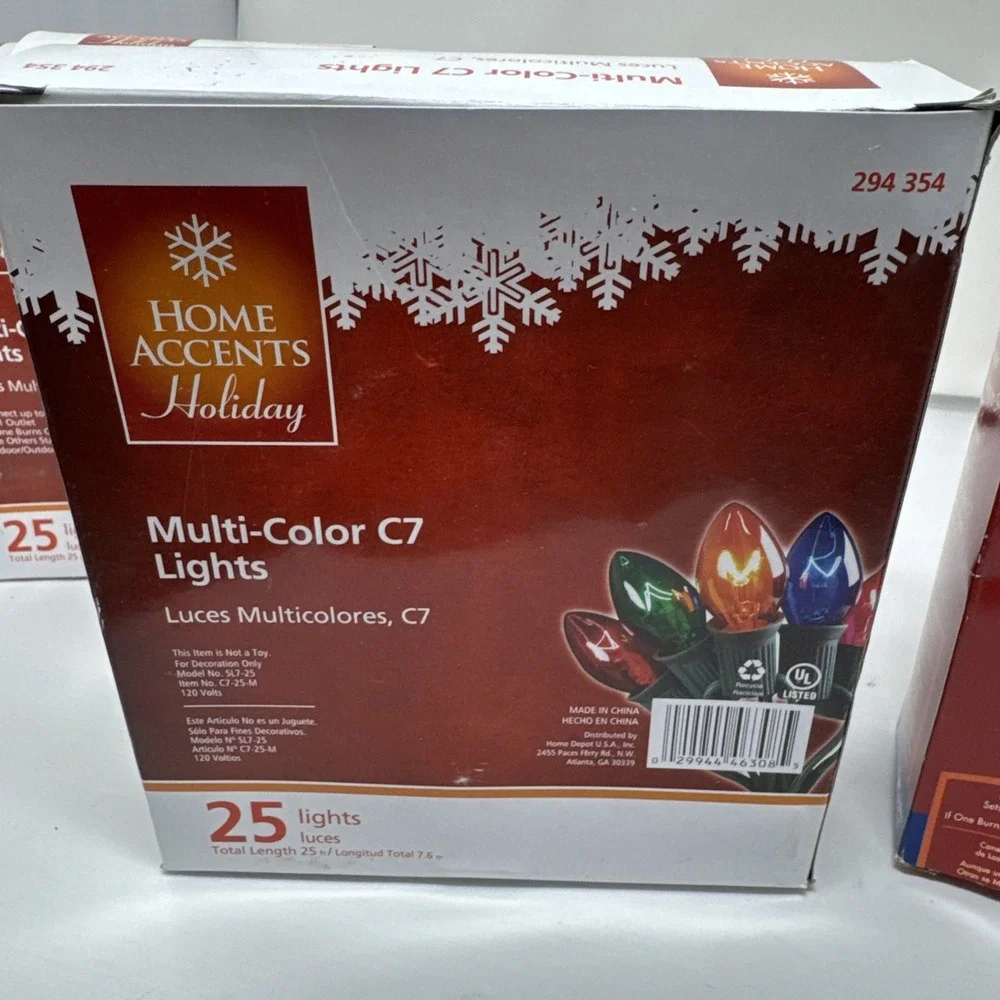5Home Accent C7 Multi Color 25' 25CT Incandescent Christmas Lights  NEW & TESTED